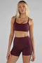 Leelo Active Sculpt Cross Back Crop- Cherry Cola