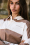 HyperLuxe Rugby Polo Shirt- Caribou/ White