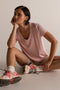 HyperLuxe V Neck Shirt- Pink