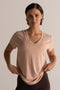 HyperLuxe V Neck Shirt- Nude