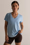 HyperLuxe V Neck Shirt- Baby Blue