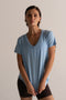 HyperLuxe V Neck Shirt- Baby Blue