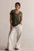 HyperLuxe V Neck Shirt- Khaki