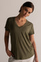 HyperLuxe V Neck Shirt- Khaki