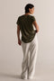 HyperLuxe Round Neck Shirt- Khaki