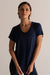 HyperLuxe V Neck Shirt- Navy