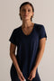 HyperLuxe V Neck Shirt- Navy