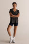 HyperLuxe V Neck Shirt- Dark Grey