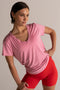 HyperLuxe V Neck Shirt- Deep Pink