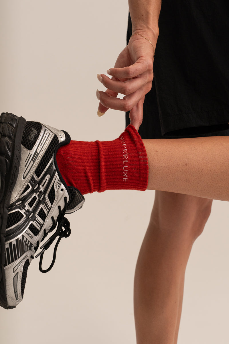 HyperLuxe Crew Sock- Red– HyperLuxe Activewear