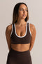 HyperLuxe Andie Sports Bra- Espresso/ White