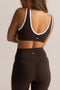 HyperLuxe Andie Sports Bra- Espresso/ White