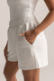 HyperLuxe Logo Embroidered Sweat Short- Grey Marle