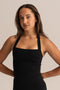 HyperLuxe Shape Halter Tank- Black