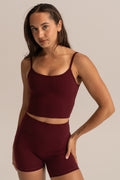 HyperLuxe Base Crop Tank- Burgundy