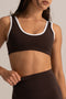 HyperLuxe Andie Sports Bra- Espresso/ White