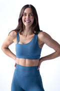 HyperLuxe Asymmetric Bra- Tempo Teal
