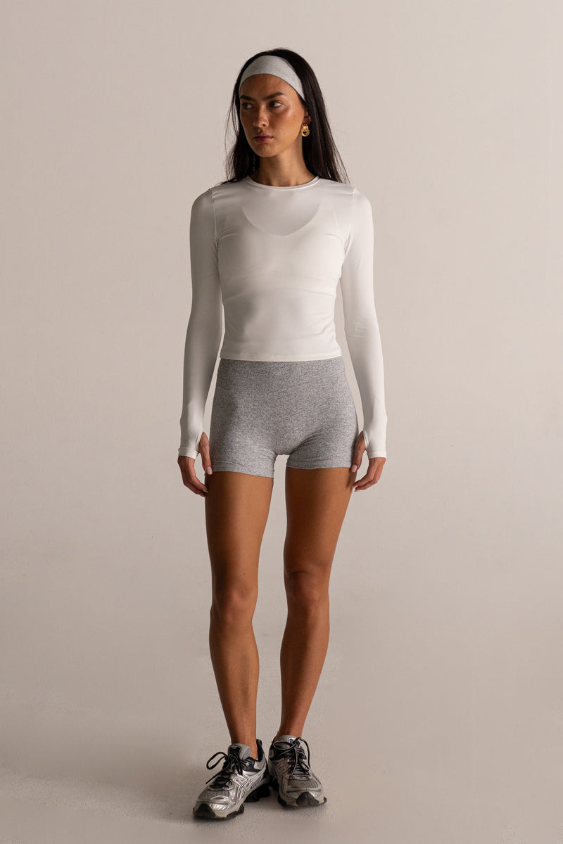 HyperLuxe Contour L/S Top- White– HyperLuxe Activewear
