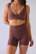 HyperLuxe Contour Sports Bra- Coffee