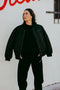 HyperLuxe Oversized Bomber Jacket- Black