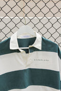 HyperLuxe Rugby Polo Shirt- Forrest Green/ White