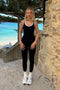 HyperLuxe Contour Full Length Onesie- Black/ White