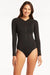Sea Level Long Sleeved Multifit One Piece- Black