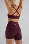 Leelo Active Sculpt Cross Back Crop- Cherry Cola