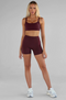 Leelo Active Sculpt Cross Back Crop- Cherry Cola