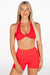 Kikiva Dynamic Halter Twist Crop- Cherry Red