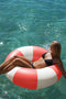 Sunny Life Tube Pool Ring- Tomato Red Stripe