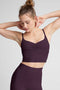 Beyond Yoga Raise The Barre Shirred Cropped Tank- Eggplant