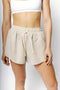 HyperLuxe Linen Drawstring Shorts- Taupe