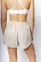 HyperLuxe Linen Drawstring Shorts- Taupe