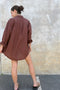 HyperLuxe Linen Drawstring Shorts- Brown