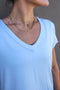 HyperLuxe V Neck Shirt- Baby Blue