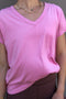 HyperLuxe V Neck Shirt- Deep Pink