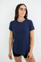 HyperLuxe Round Neck Shirt- Navy