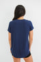 HyperLuxe Round Neck Shirt- Navy