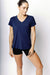 HyperLuxe V Neck Shirt- Navy