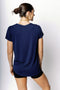 HyperLuxe V Neck Shirt- Navy