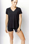 HyperLuxe V Neck Shirt- Black