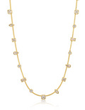 Luv AJ Bezel Stone Stud Necklace- Silver